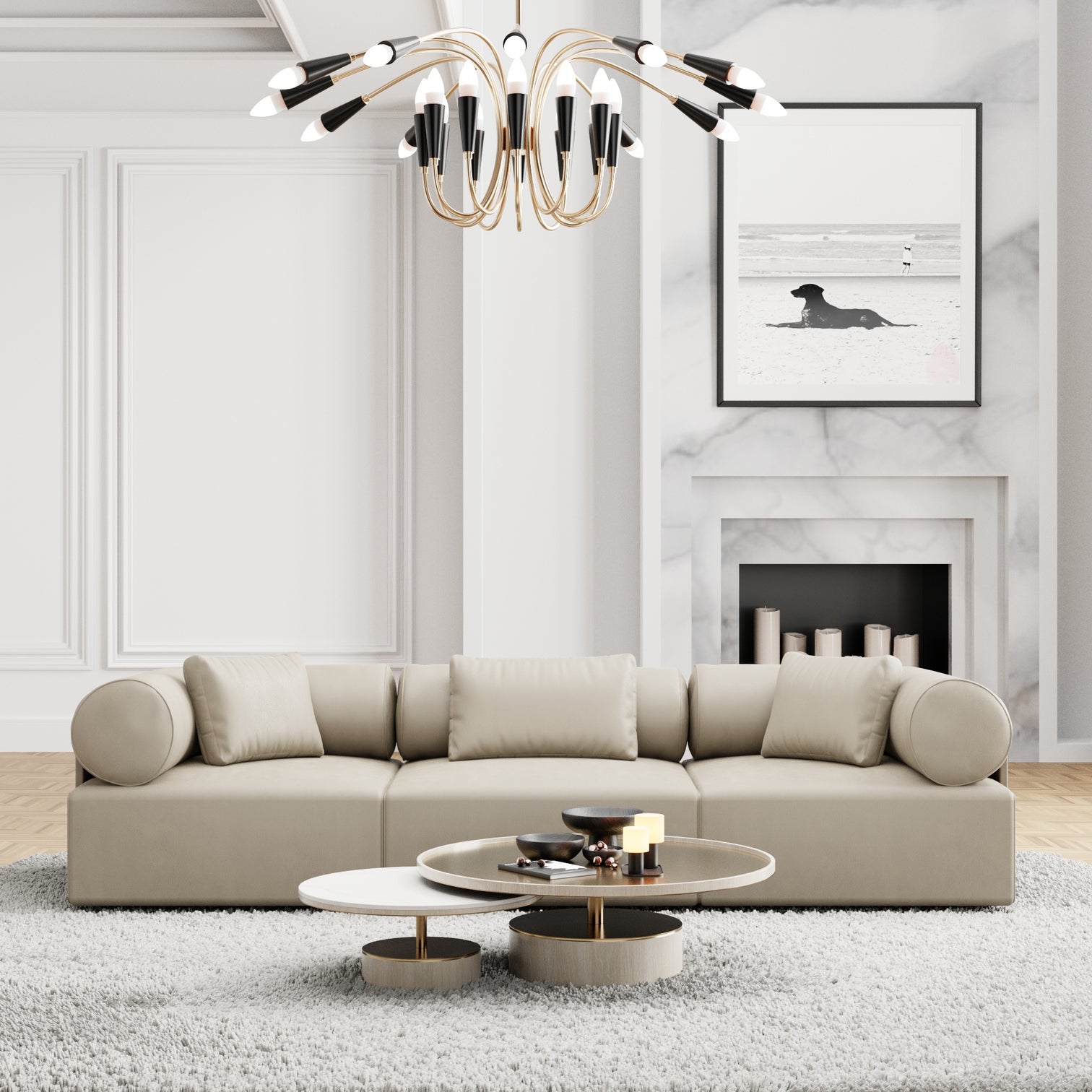 
Canapé design 3 places « Valora » en cuir véritable - Cuir véritable Beige