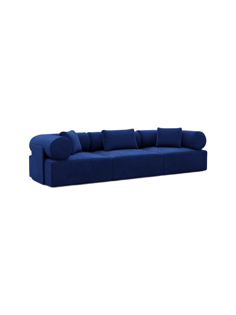 
3-Sitzer Design Sofa „Valora“ mit Samtbezug - Samtbezug Königsblau