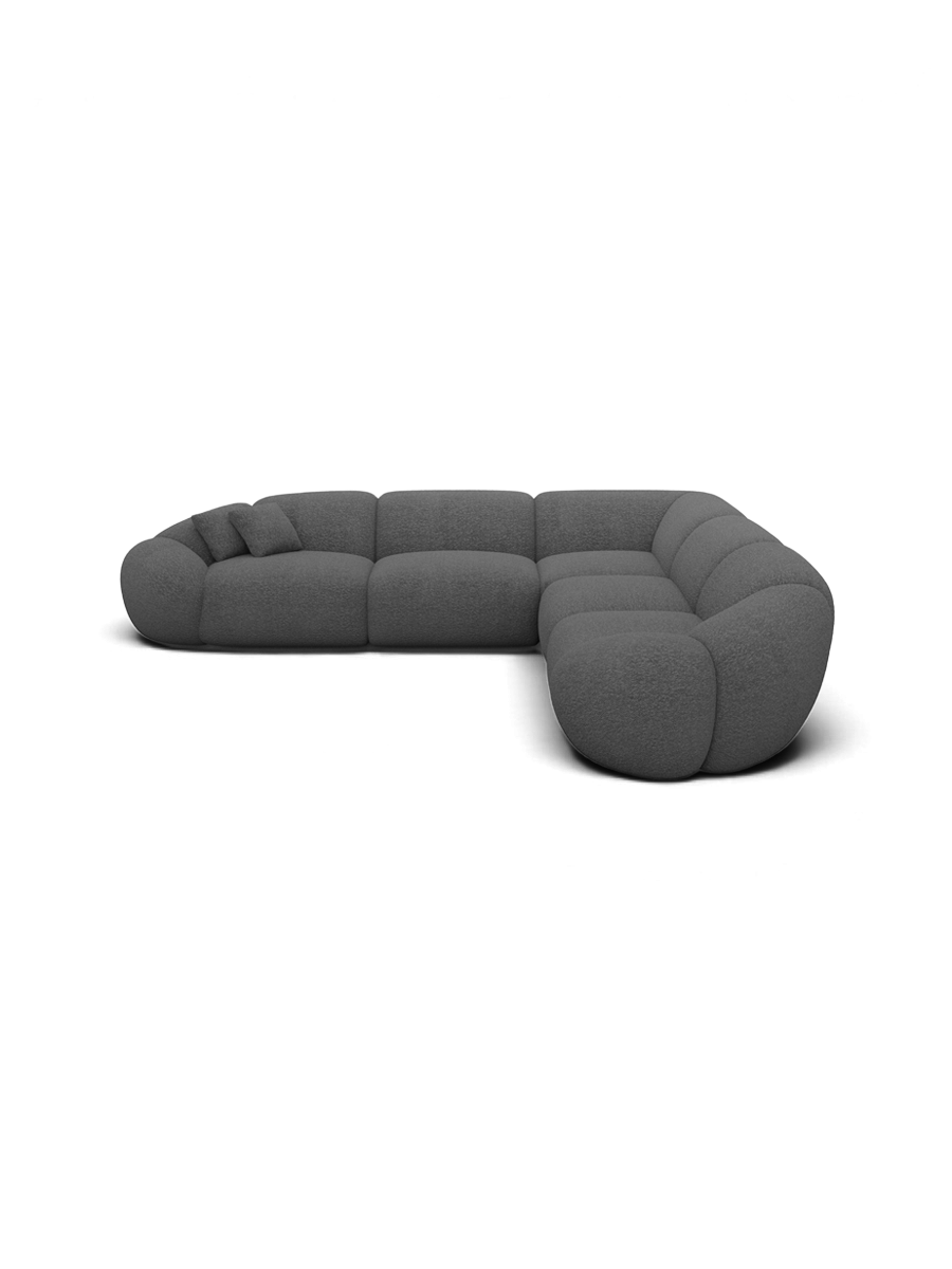 
5-seat designer corner sofa “Arden” with bouclé upholstery - Bouclé Graphite