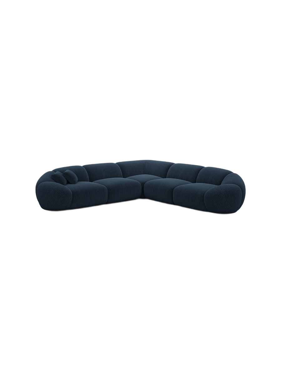 
5-Sitzer Design Ecksofa „Arden“, Cordsamt - Cordsamt Dunkelblau