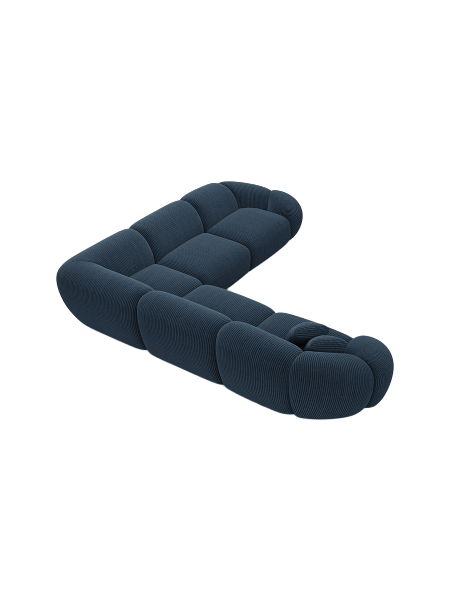 
5-Sitzer Design Ecksofa „Arden“, Cordsamt - Cordsamt Dunkelblau
