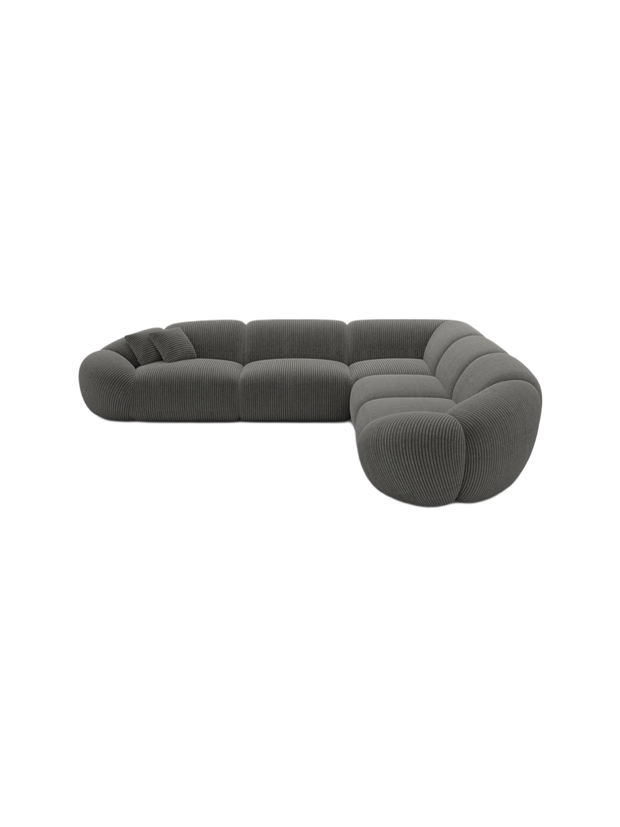 
5-Sitzer Design Ecksofa „Arden“, Cordsamt - Cordsamt Dunkelblau