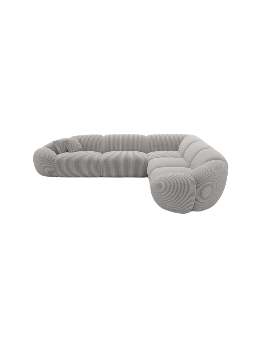 
5-Sitzer Design Ecksofa „Arden“, Cordsamt - Cordsamt Dunkelblau