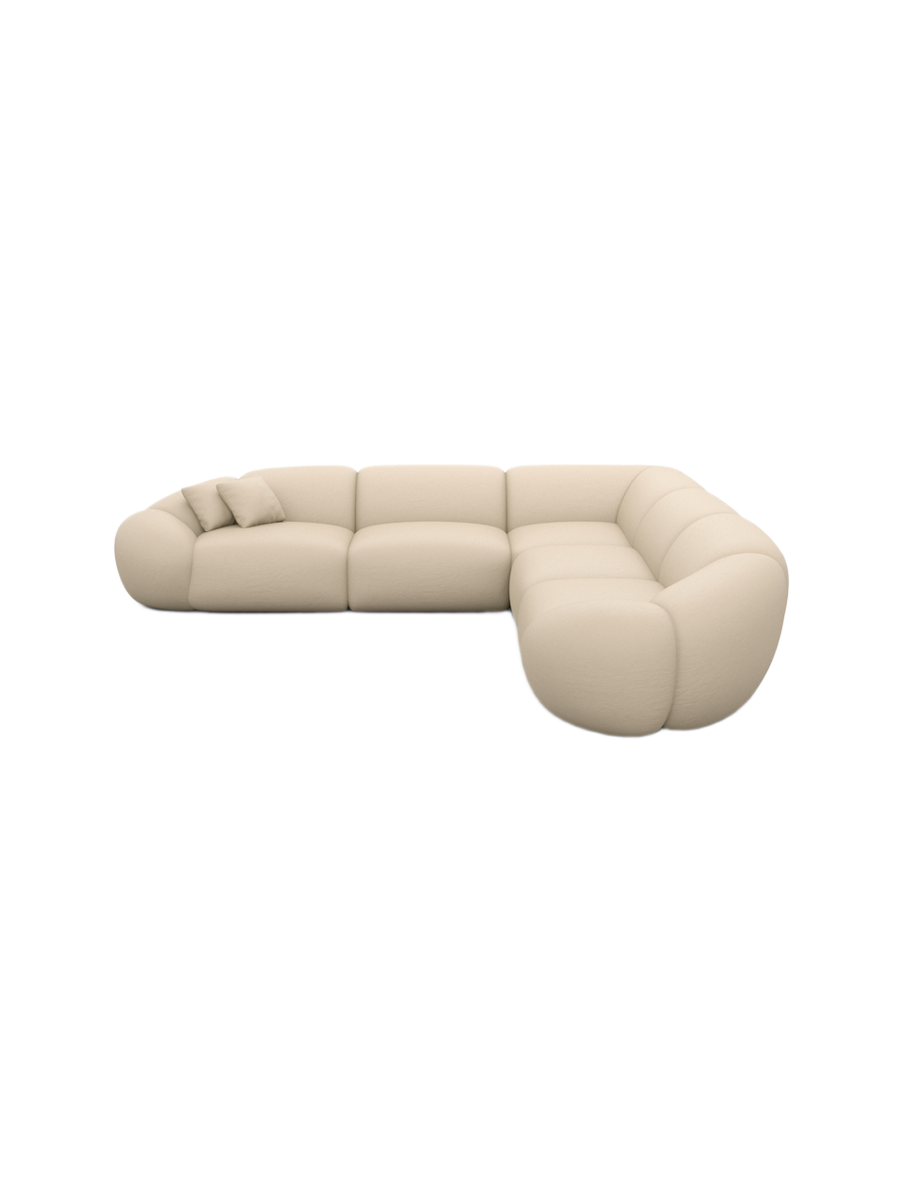 
5-Sitzer Design Echtleder Ecksofa „Arden“ - Echtleder Beige