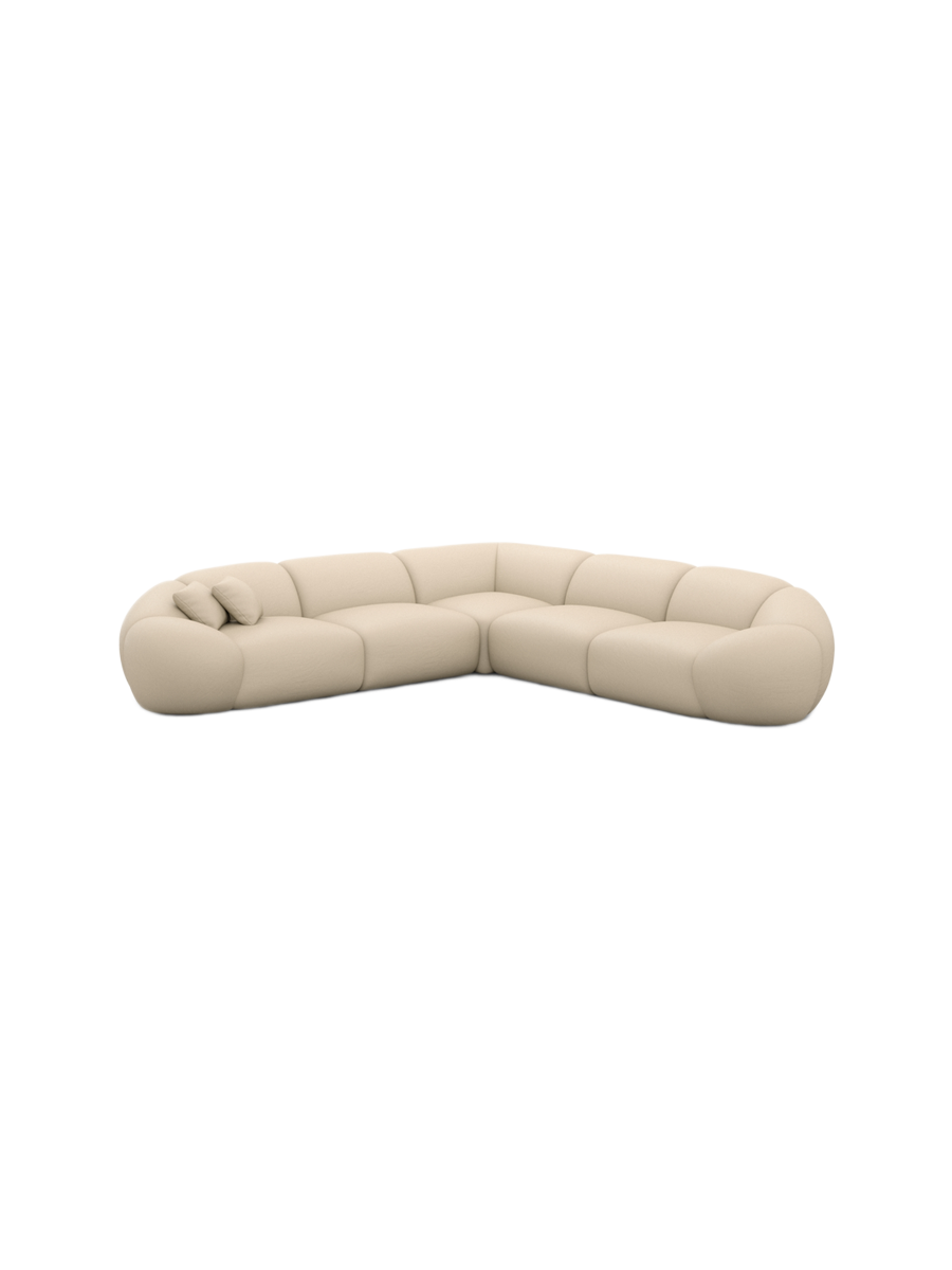 
5-Sitzer Design Echtleder Ecksofa „Arden“ - Echtleder Beige
