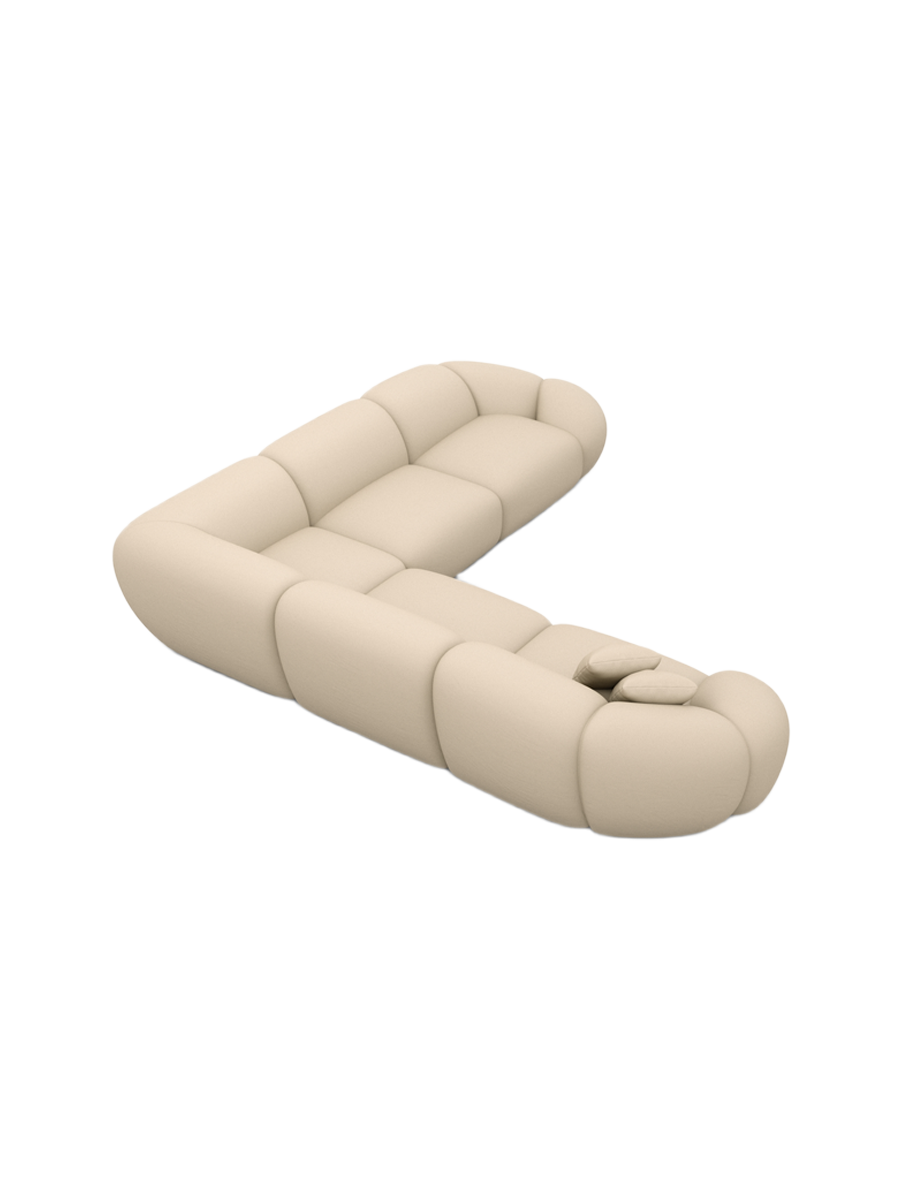 
5-Sitzer Design Echtleder Ecksofa „Arden“ - Echtleder Beige