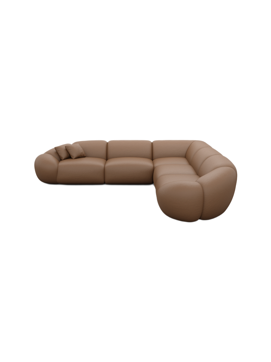 
5-Sitzer Design Echtleder Ecksofa „Arden“ - Echtleder Beige