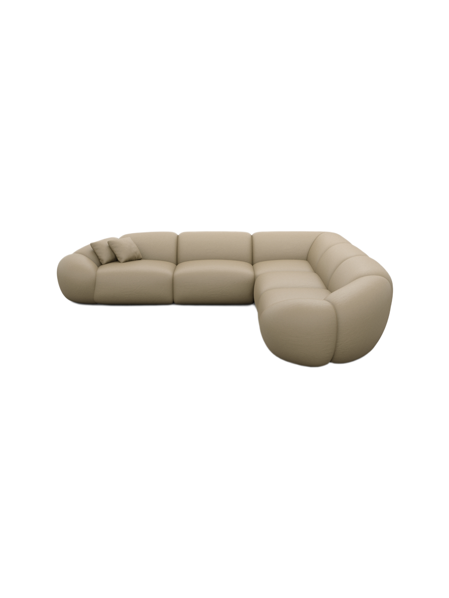 
5-Sitzer Design Echtleder Ecksofa „Arden“ - Echtleder Beige