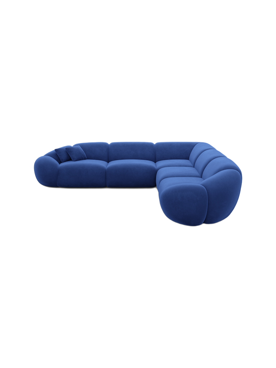 
5-Sitzer Design Ecksofa „Arden“ mit Samtbezug - Samtbezug Königsblau