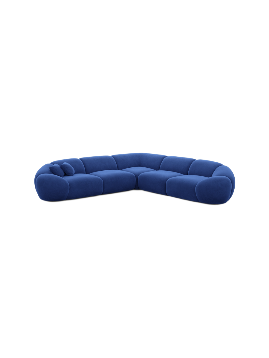 
5-Sitzer Design Ecksofa „Arden“ mit Samtbezug - Samtbezug Königsblau