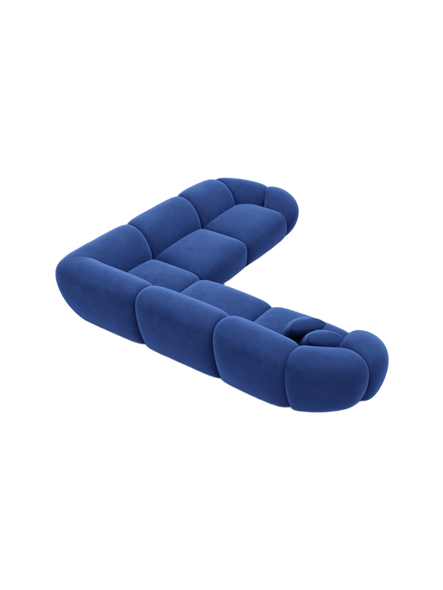 
5-Sitzer Design Ecksofa „Arden“ mit Samtbezug - Samtbezug Königsblau