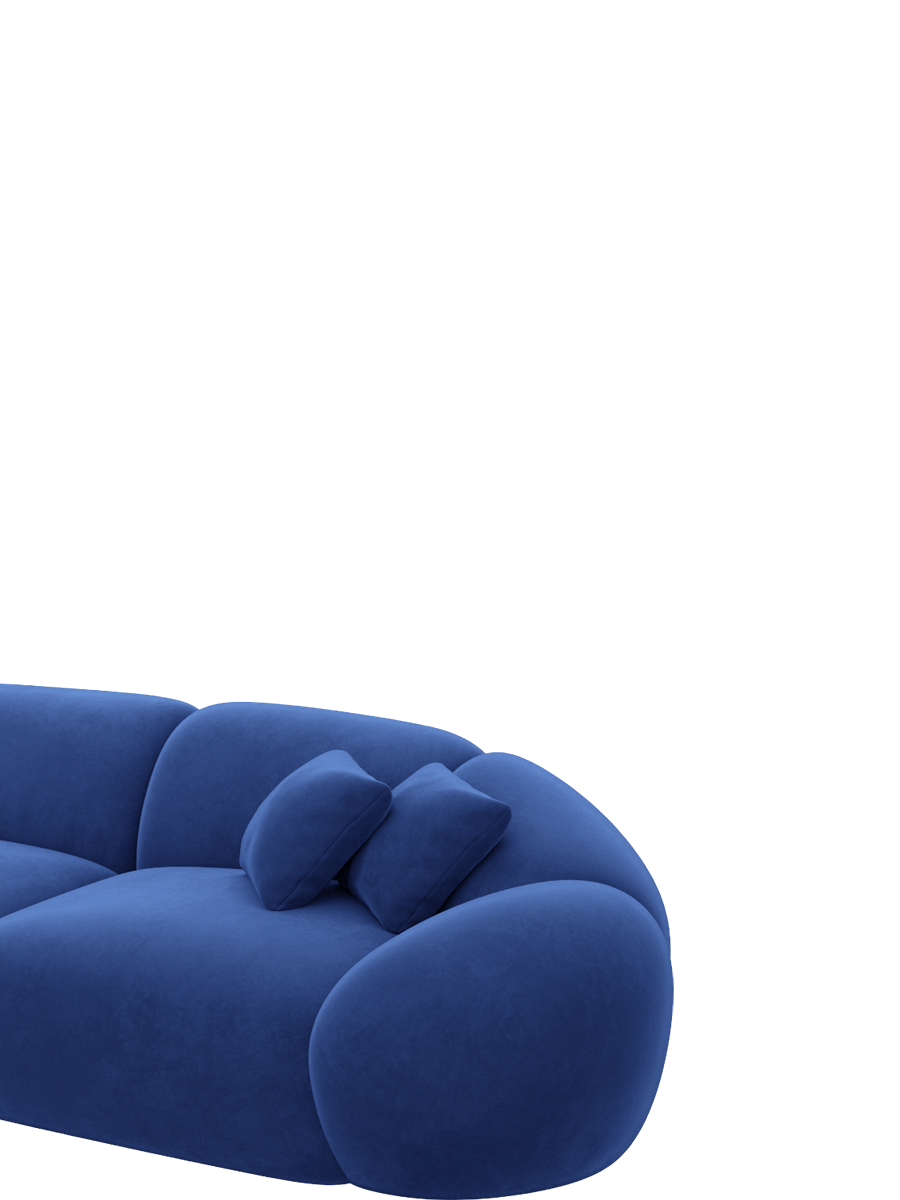 
5-Sitzer Design Ecksofa „Arden“ mit Samtbezug - Samtbezug Königsblau