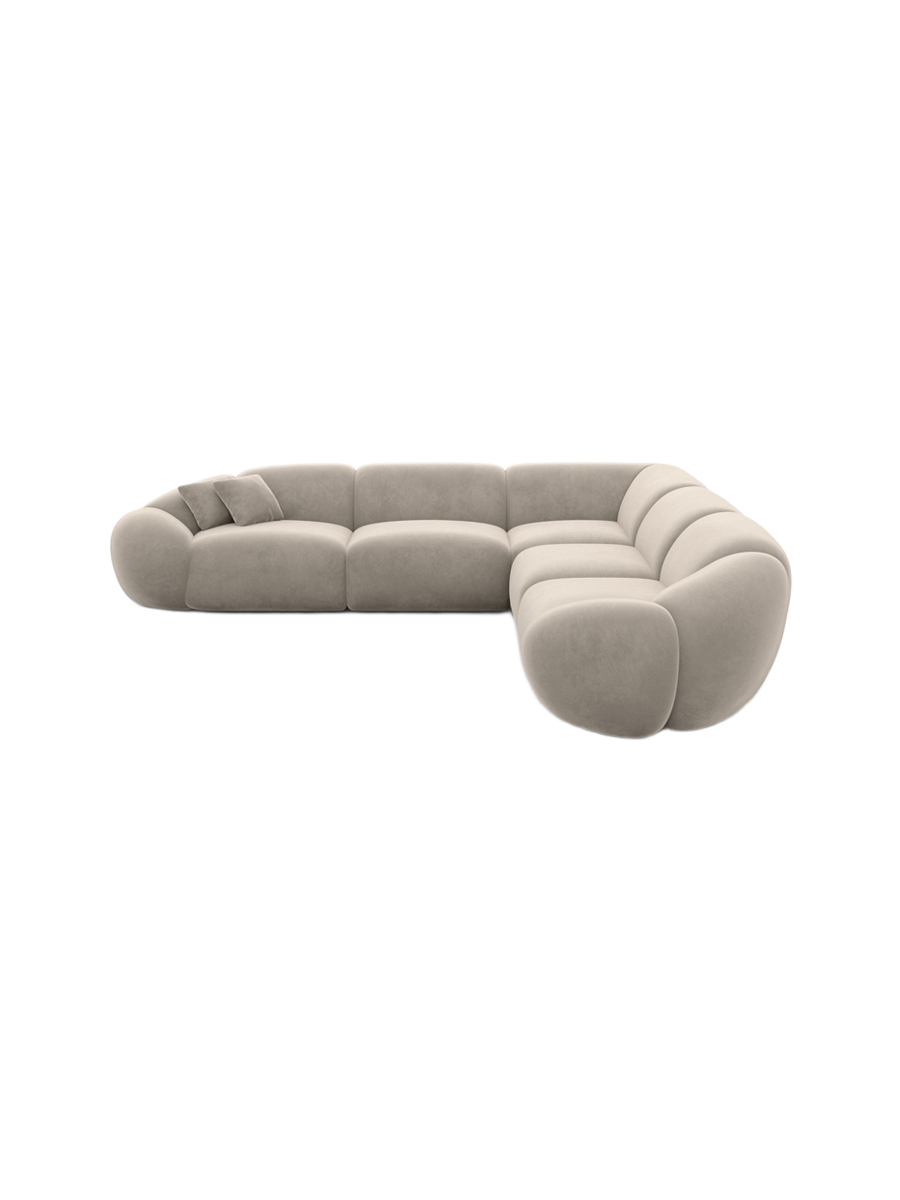 
5-Sitzer Design Ecksofa „Arden“ mit Samtbezug - Samtbezug Königsblau