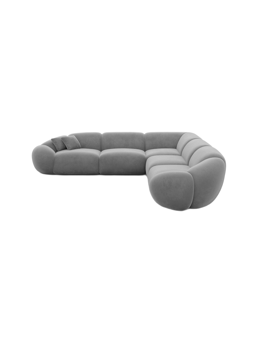 
5-Sitzer Design Ecksofa „Arden“ mit Samtbezug - Samtbezug Königsblau