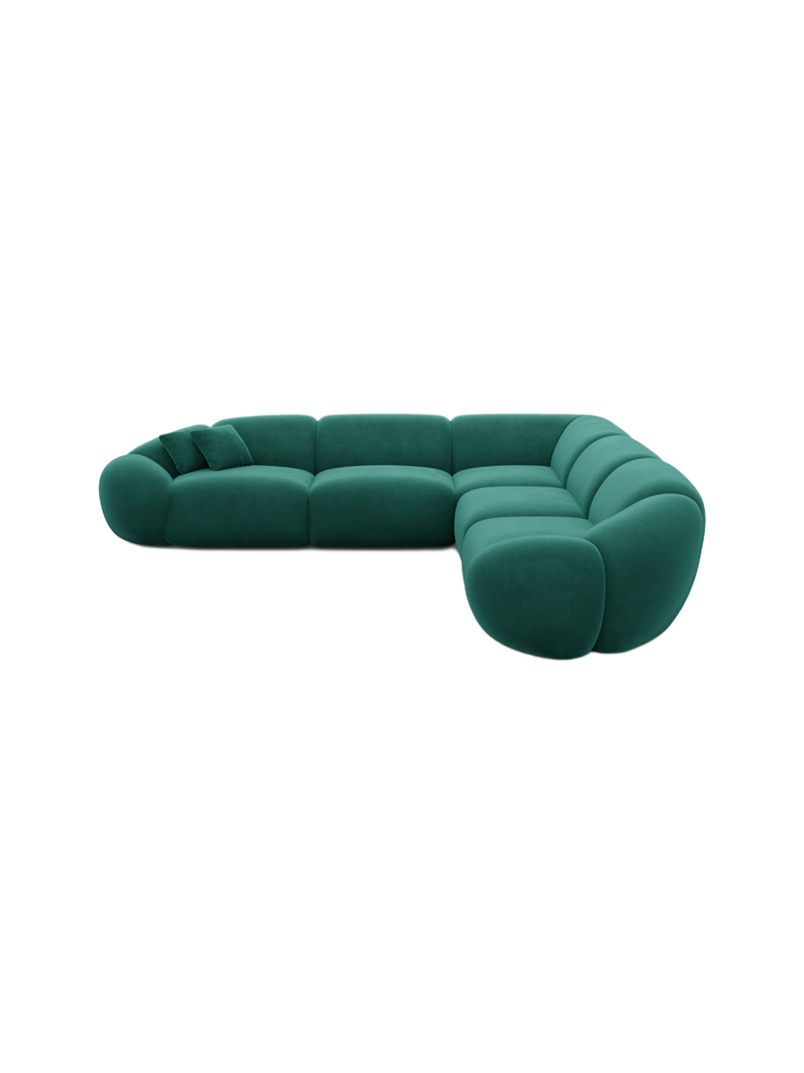 
5-Sitzer Design Ecksofa „Arden“ mit Samtbezug - Samtbezug Königsblau