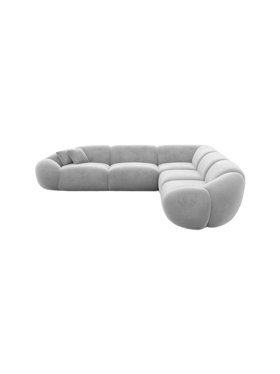 
5-Sitzer Design Ecksofa „Arden“ mit Samtbezug - Samtbezug Königsblau