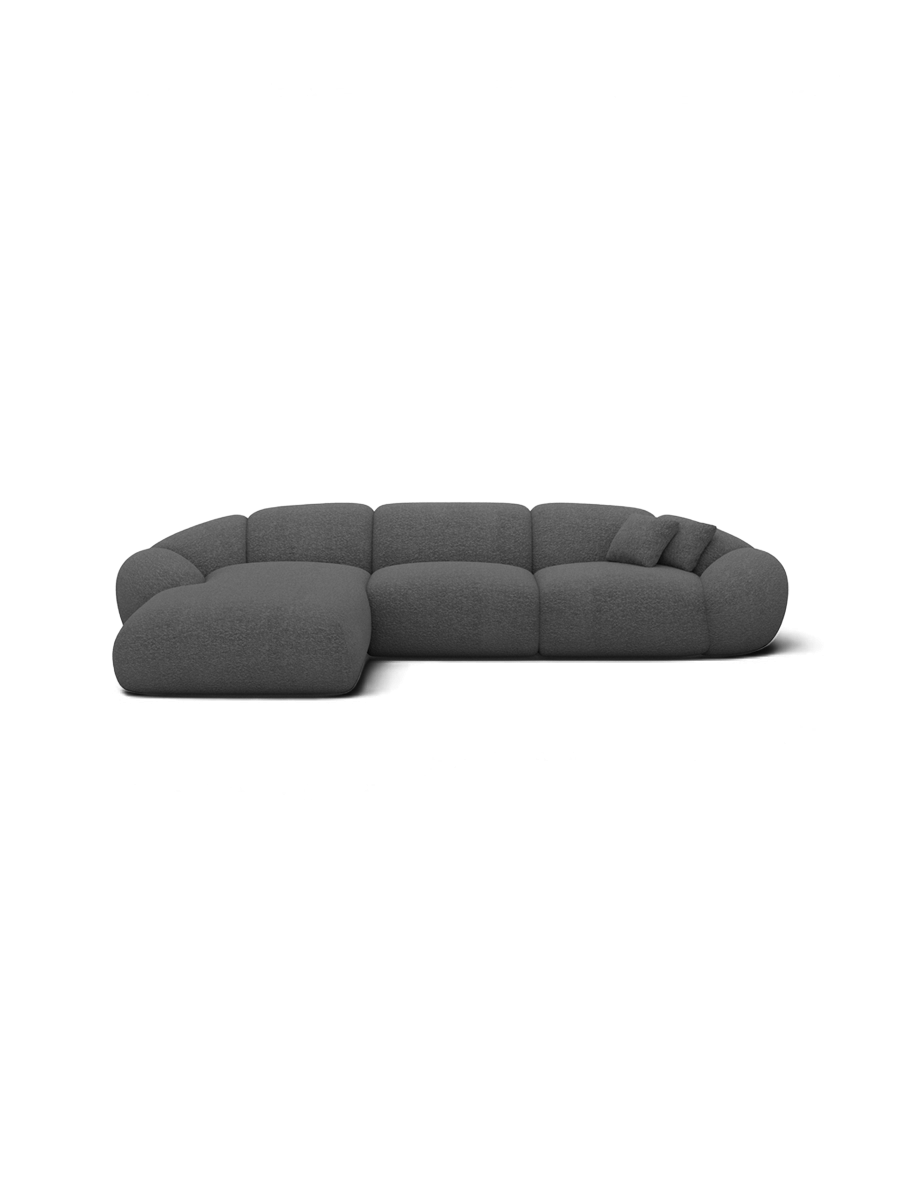 
4-seat designer corner sofa “Arden” with bouclé upholstery - Bouclé Graphite / Left corner section