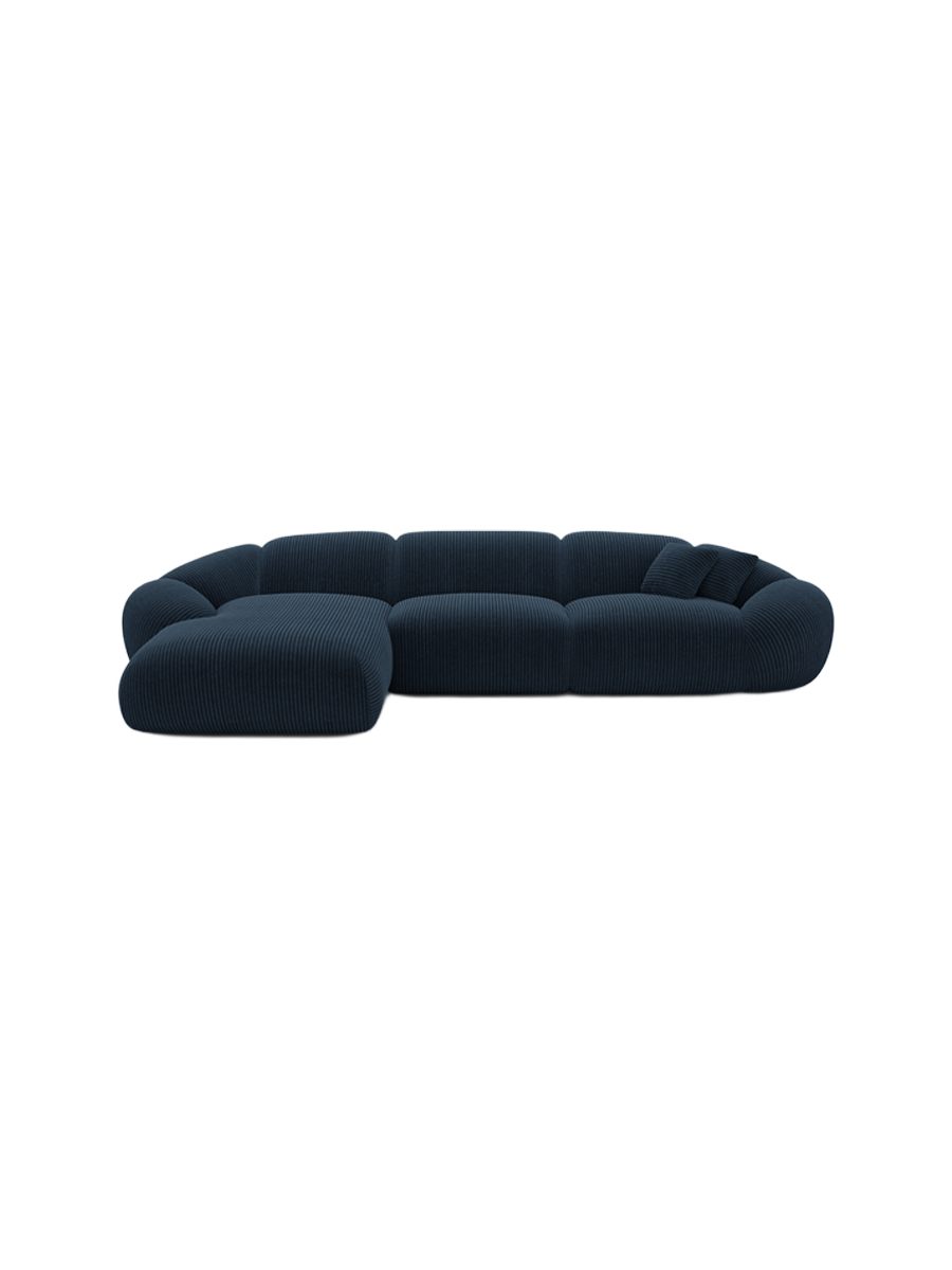 
4-Sitzer Design Ecksofa „Arden“, Cordsamt - Cordsamt Dunkelblau / Eckteil links