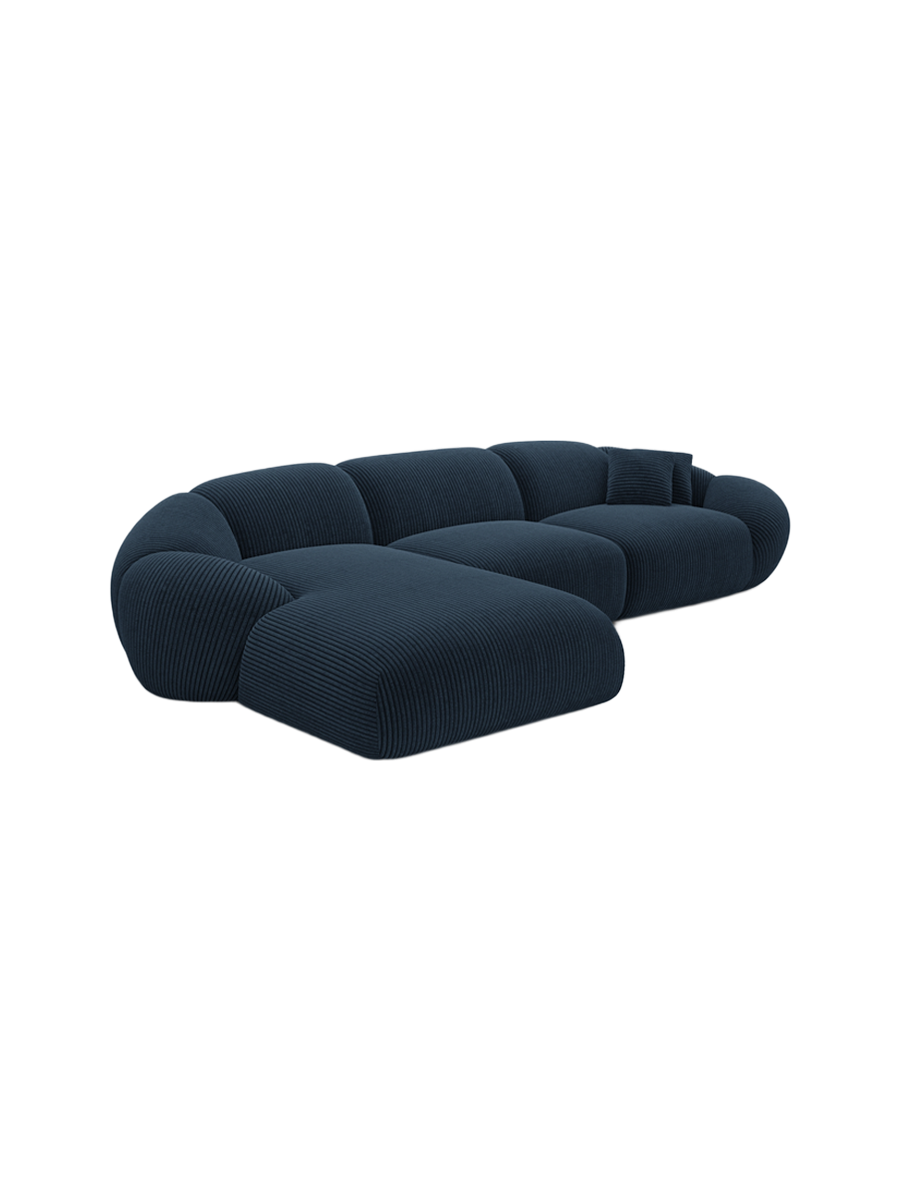 
4-Sitzer Design Ecksofa „Arden“, Cordsamt - Cordsamt Dunkelblau / Eckteil links