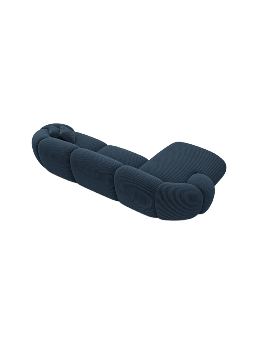 
4-Sitzer Design Ecksofa „Arden“, Cordsamt - Cordsamt Dunkelblau / Eckteil links