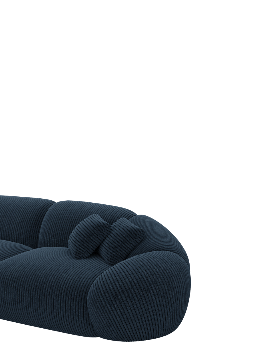 
4-Sitzer Design Ecksofa „Arden“, Cordsamt - Cordsamt Dunkelblau / Eckteil links