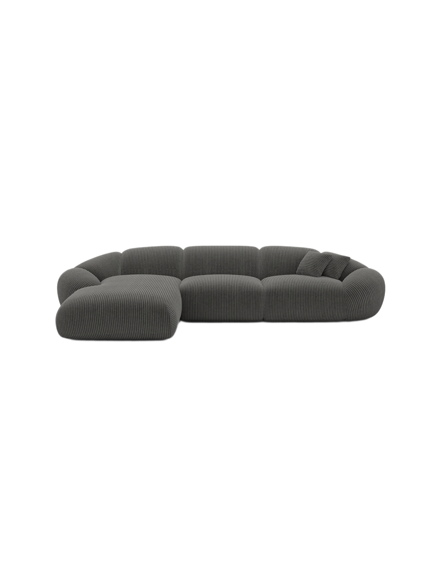 
4-Sitzer Design Ecksofa „Arden“, Cordsamt - Cordsamt Dunkelblau / Eckteil links