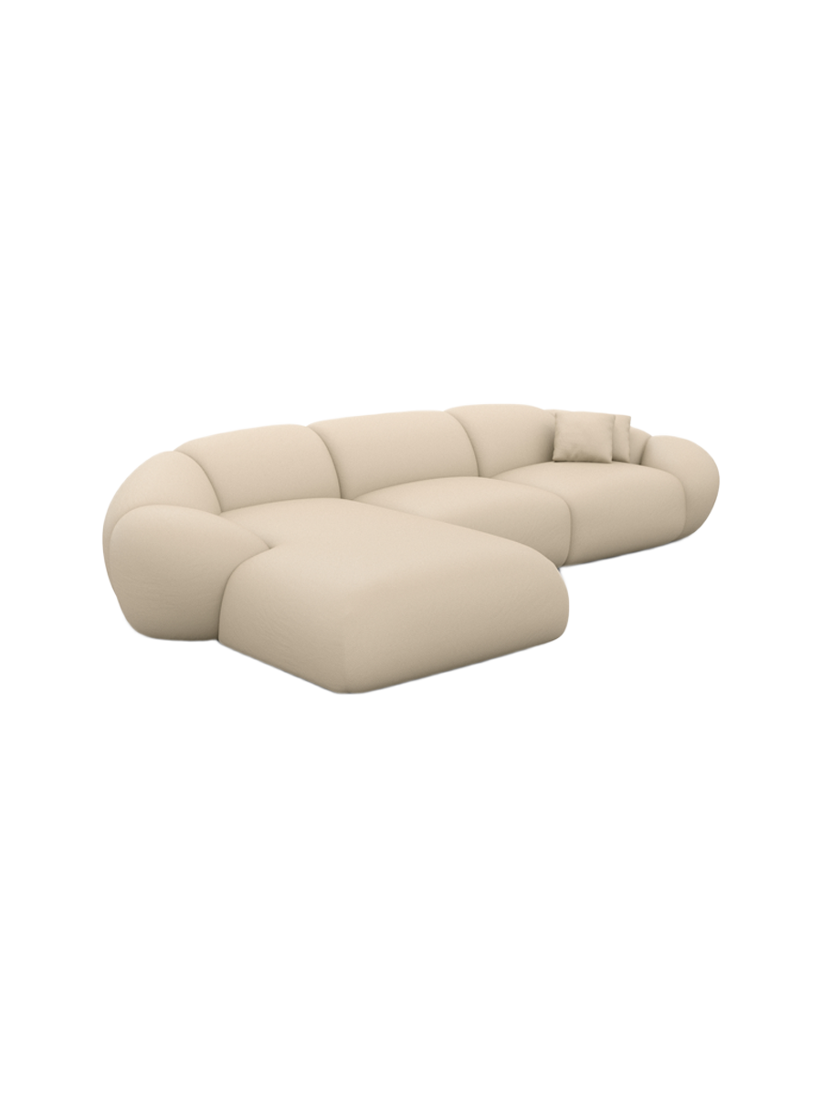 
4-Sitzer Design Echtleder Ecksofa „Arden“ - Echtleder Beige / Eckteil links