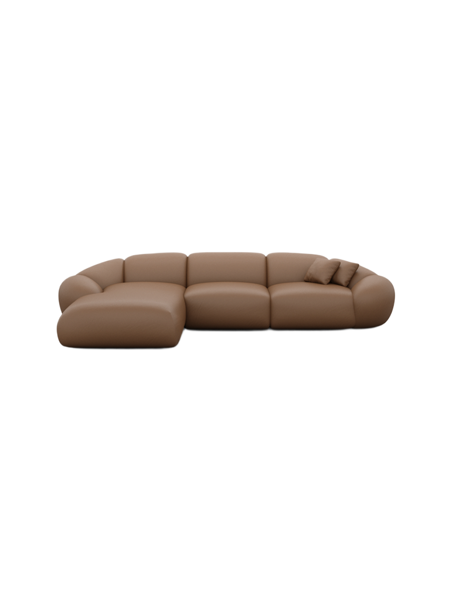 
4-Sitzer Design Echtleder Ecksofa „Arden“ - Echtleder Beige / Eckteil links