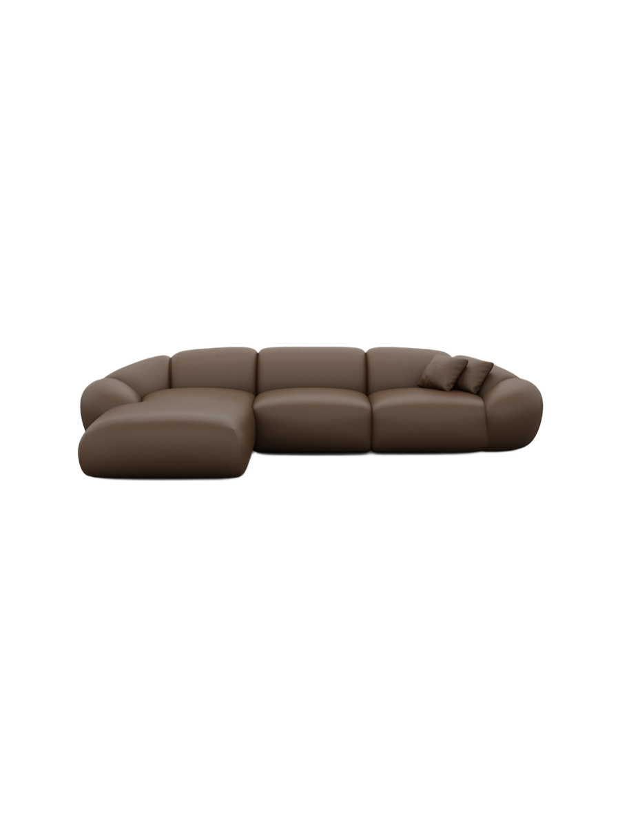 
4-Sitzer Design Echtleder Ecksofa „Arden“ - Echtleder Beige / Eckteil links
