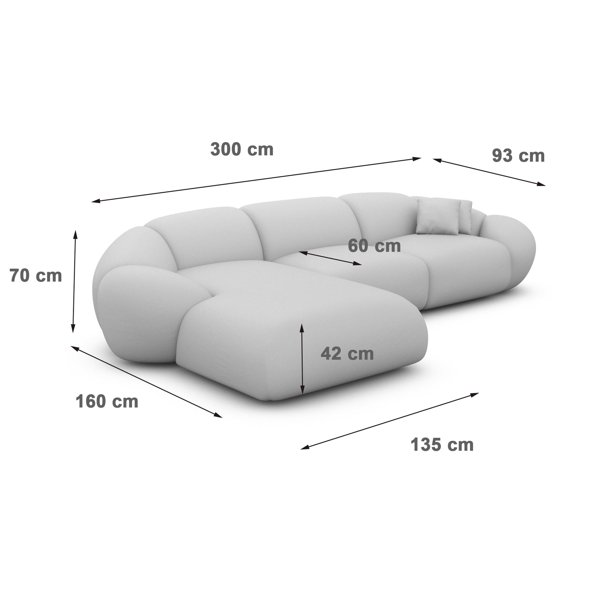 
4-Sitzer Design Ecksofa „Arden“ mit Strukturstoff-Bezug - Strukturstoff Anthrazit / Eckteil links