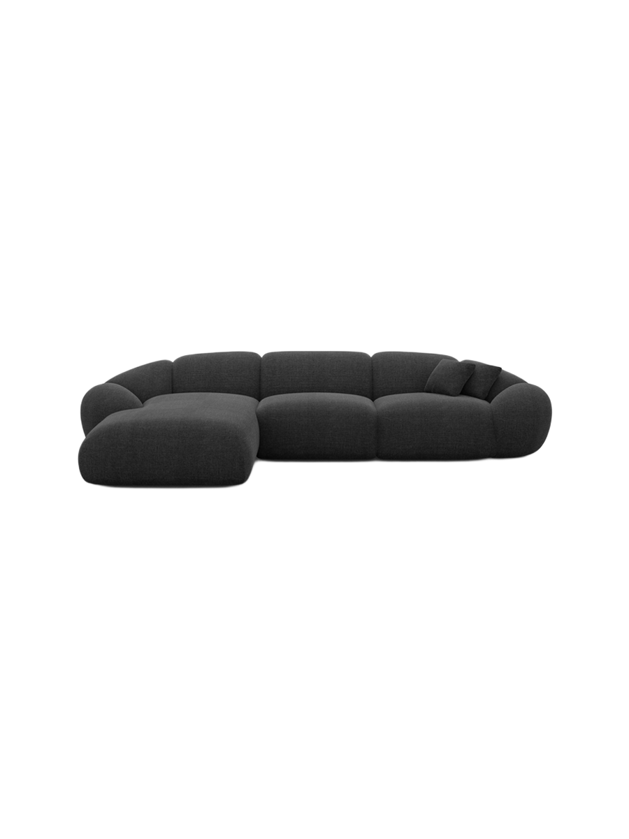 
4-Sitzer Design Ecksofa „Arden“ mit Strukturstoff-Bezug - Strukturstoff Anthrazit / Eckteil links