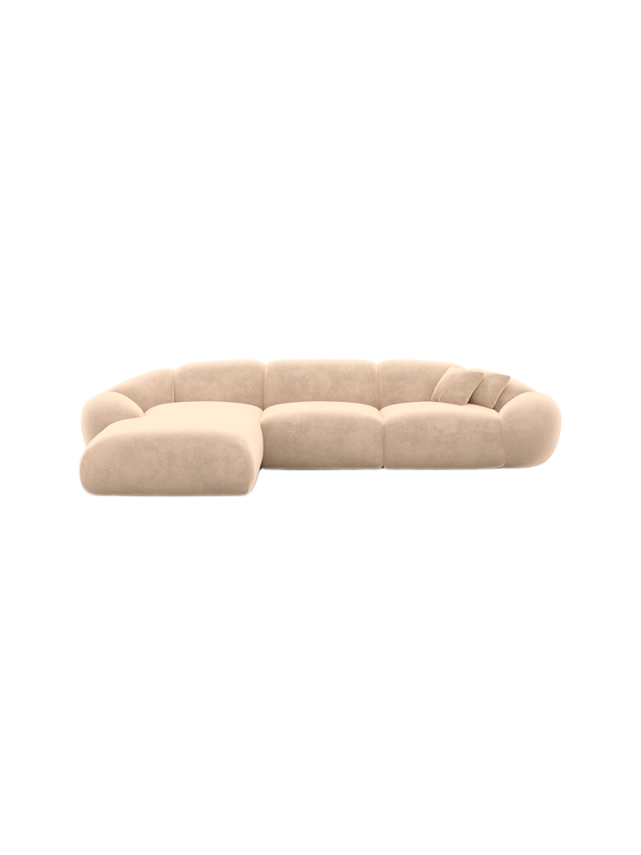 
4-Sitzer Design Ecksofa „Arden“ mit Samtbezug - Samtbezug Königsblau / Eckteil links