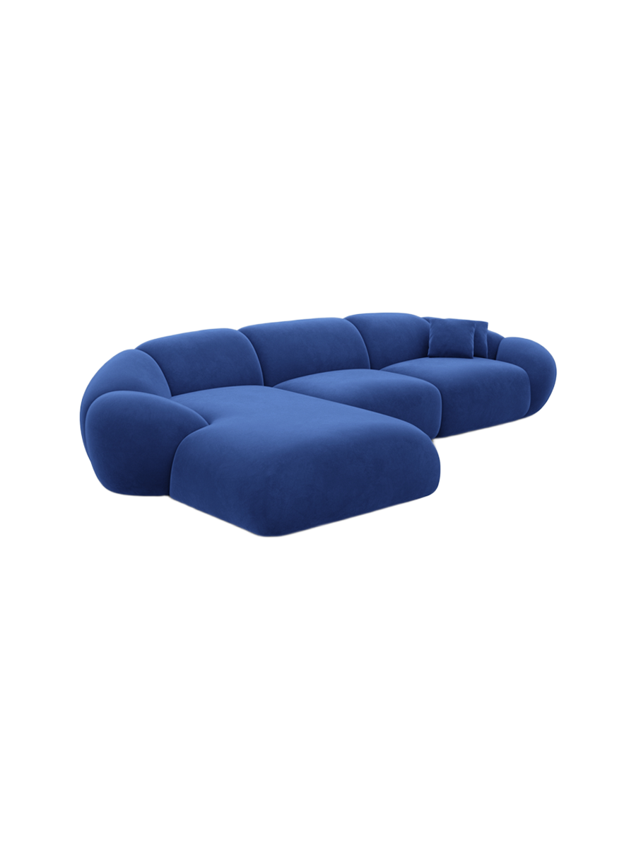 
4-Sitzer Design Ecksofa „Arden“ mit Samtbezug - Samtbezug Königsblau / Eckteil links