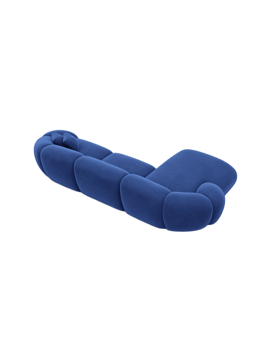 
4-Sitzer Design Ecksofa „Arden“ mit Samtbezug - Samtbezug Königsblau / Eckteil links