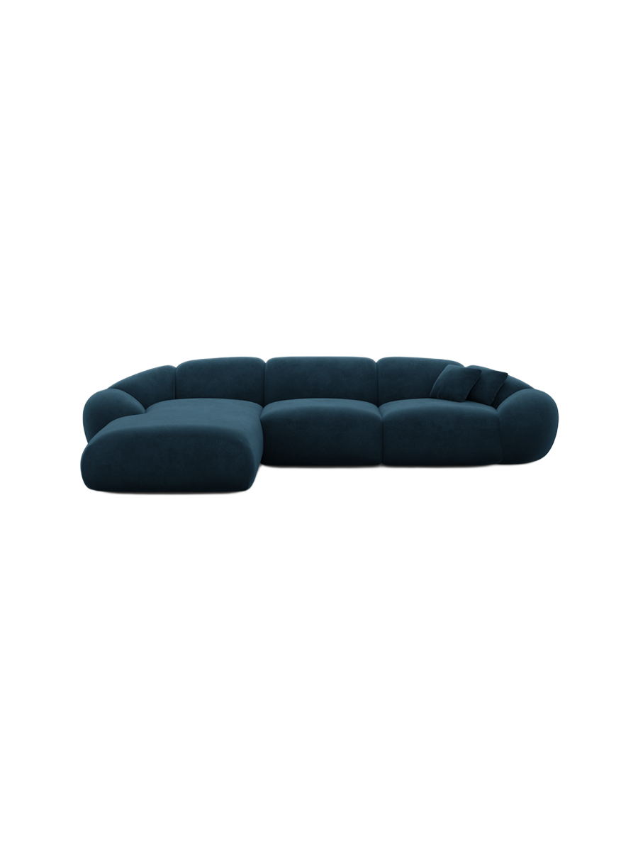 
4-Sitzer Design Ecksofa „Arden“ mit Samtbezug - Samtbezug Königsblau / Eckteil links