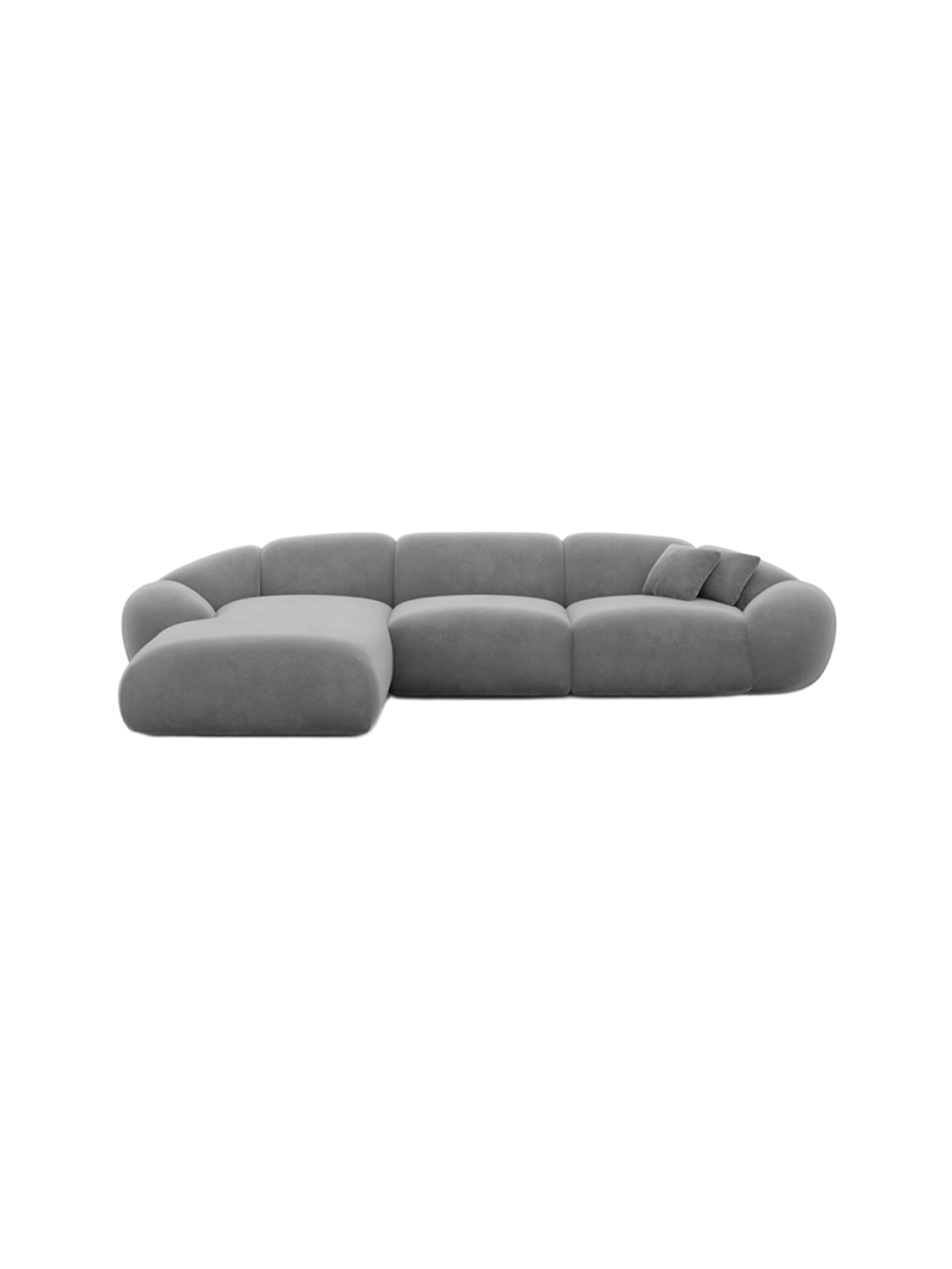 
4-Sitzer Design Ecksofa „Arden“ mit Samtbezug - Samtbezug Königsblau / Eckteil links