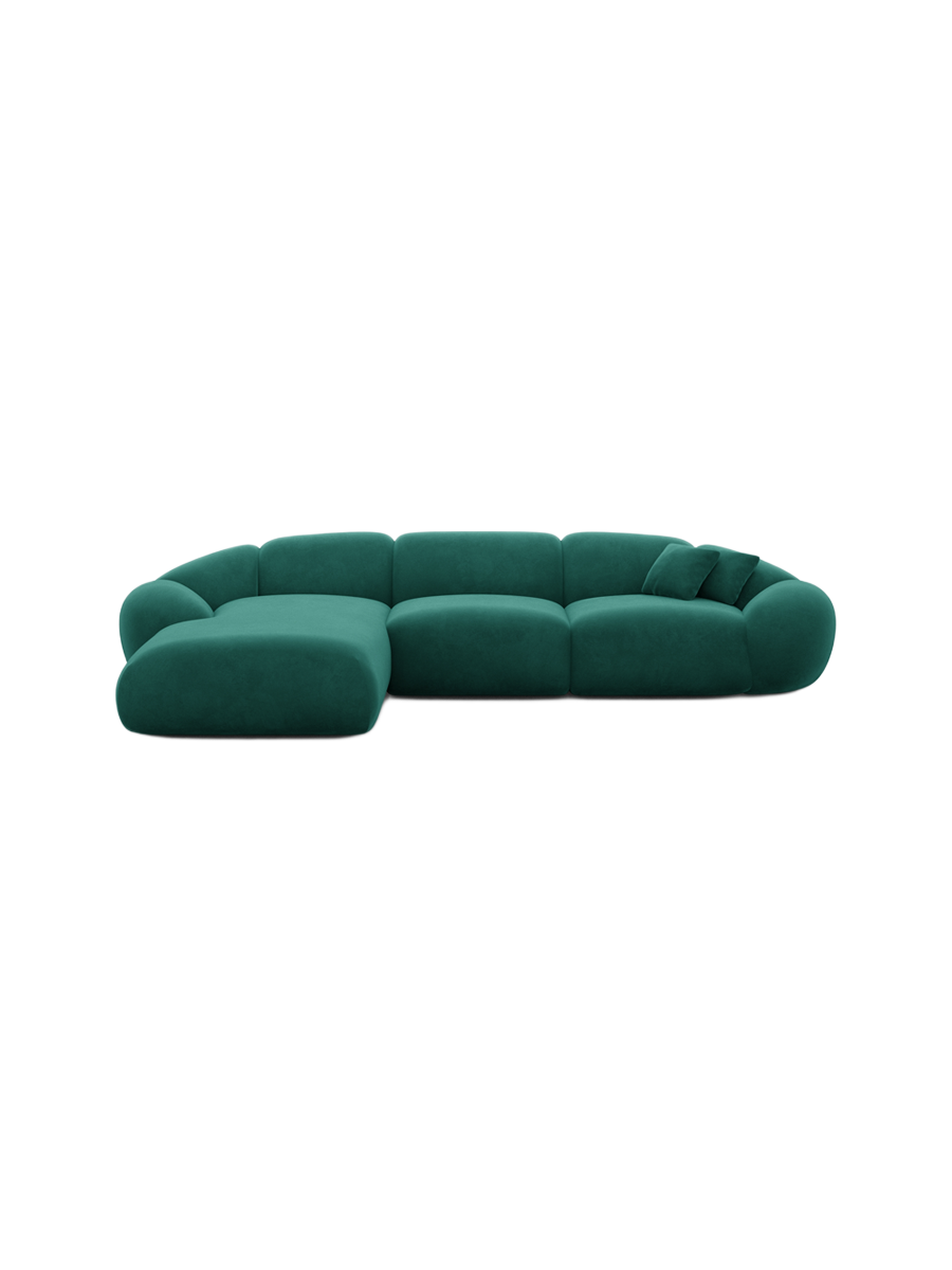
4-Sitzer Design Ecksofa „Arden“ mit Samtbezug - Samtbezug Königsblau / Eckteil links