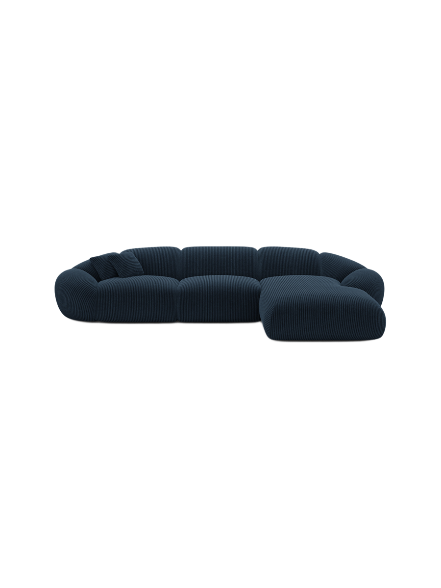 
4-Sitzer Design Ecksofa „Arden“, Cordsamt - Cordsamt Dunkelblau / Eckteil links