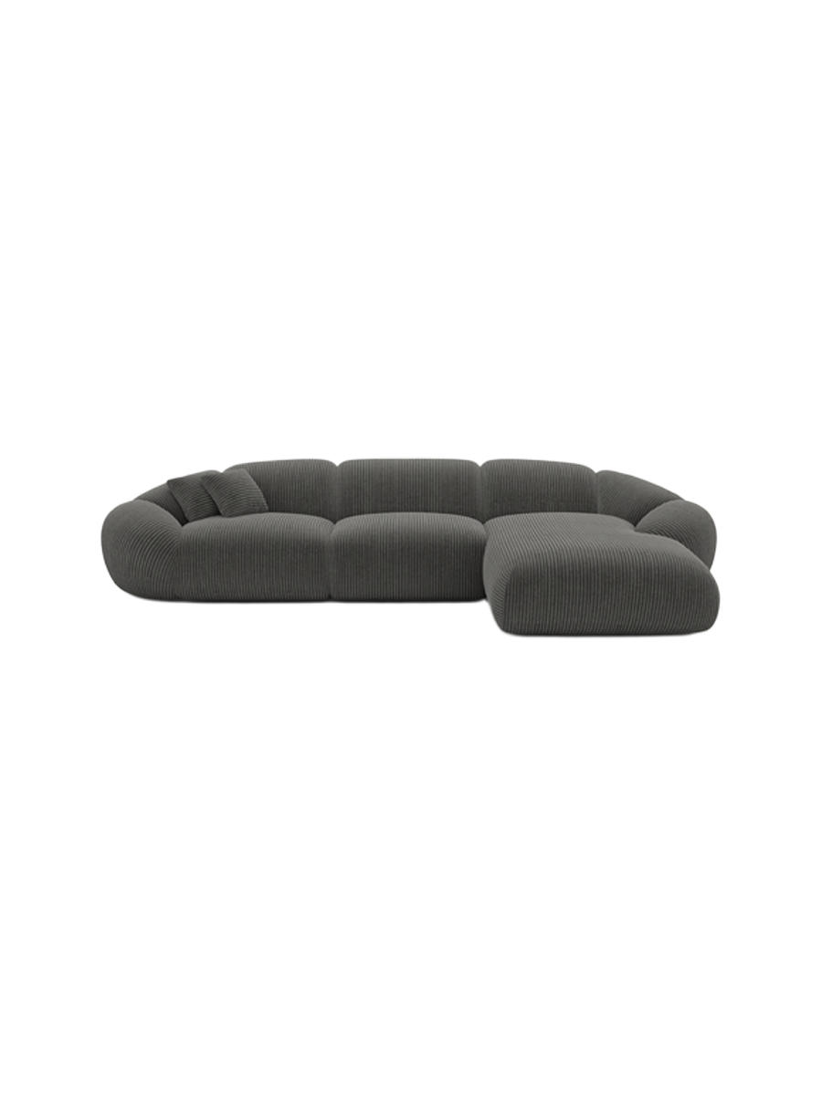 
4-Sitzer Design Ecksofa „Arden“, Cordsamt - Cordsamt Dunkelblau / Eckteil links