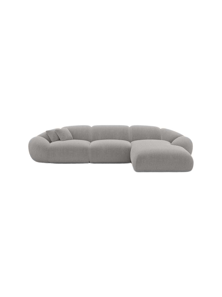 
4-Sitzer Design Ecksofa „Arden“, Cordsamt - Cordsamt Dunkelblau / Eckteil links