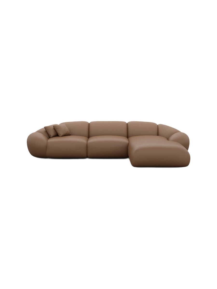 
4-Sitzer Design Echtleder Ecksofa „Arden“ - Echtleder Beige / Eckteil links