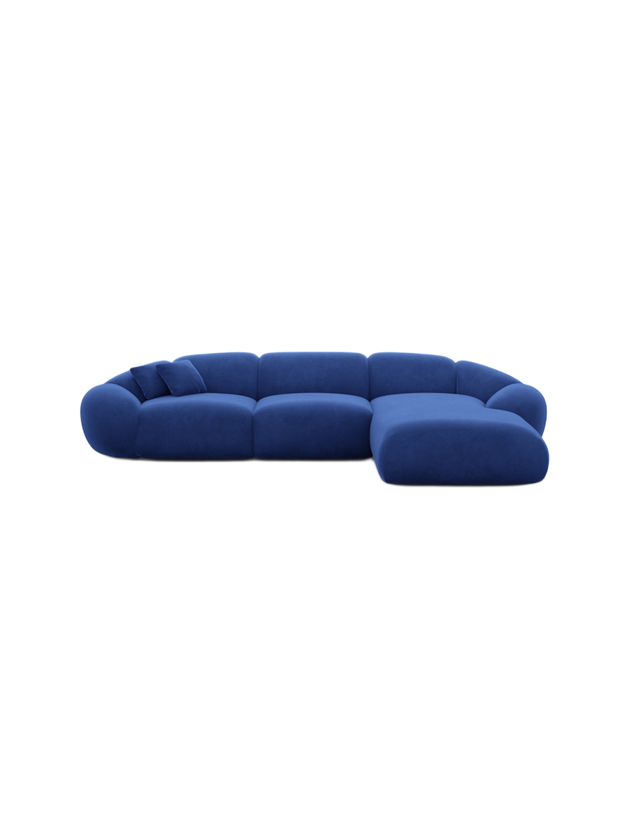 
4-Sitzer Design Ecksofa „Arden“ mit Samtbezug - Samtbezug Königsblau / Eckteil links