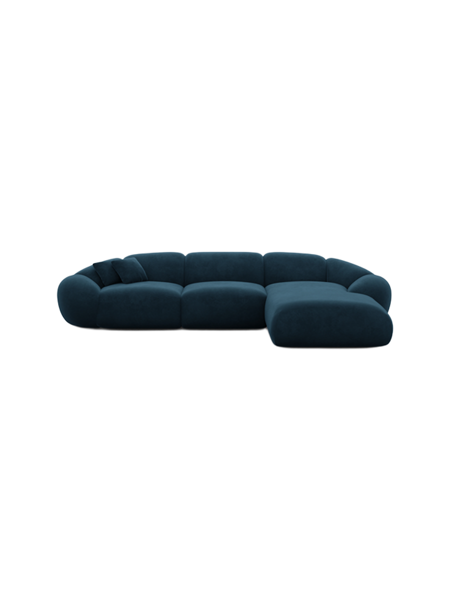 
4-Sitzer Design Ecksofa „Arden“ mit Samtbezug - Samtbezug Königsblau / Eckteil links