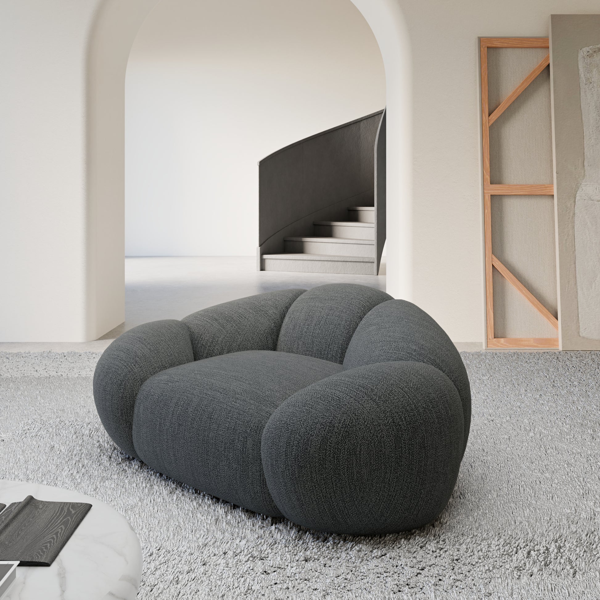 
Design Loungesessel „Arden“ mit Strukturstoff-Bezug - Strukturstoff Anthrazit