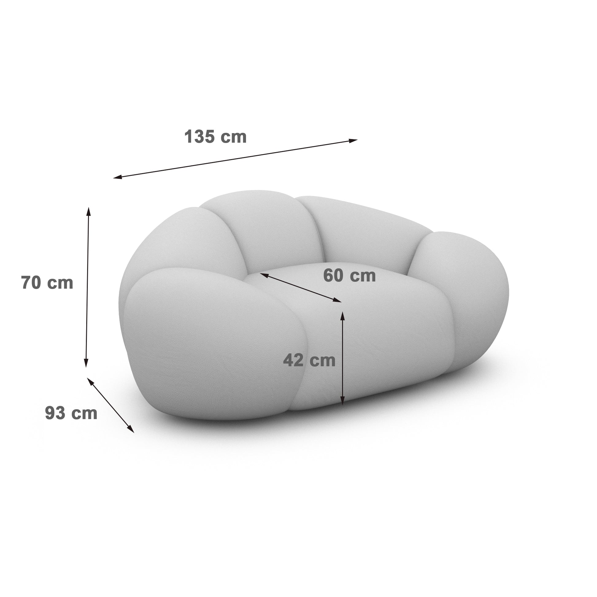 
Design Loungesessel „Arden“ mit Strukturstoff-Bezug - Strukturstoff Anthrazit