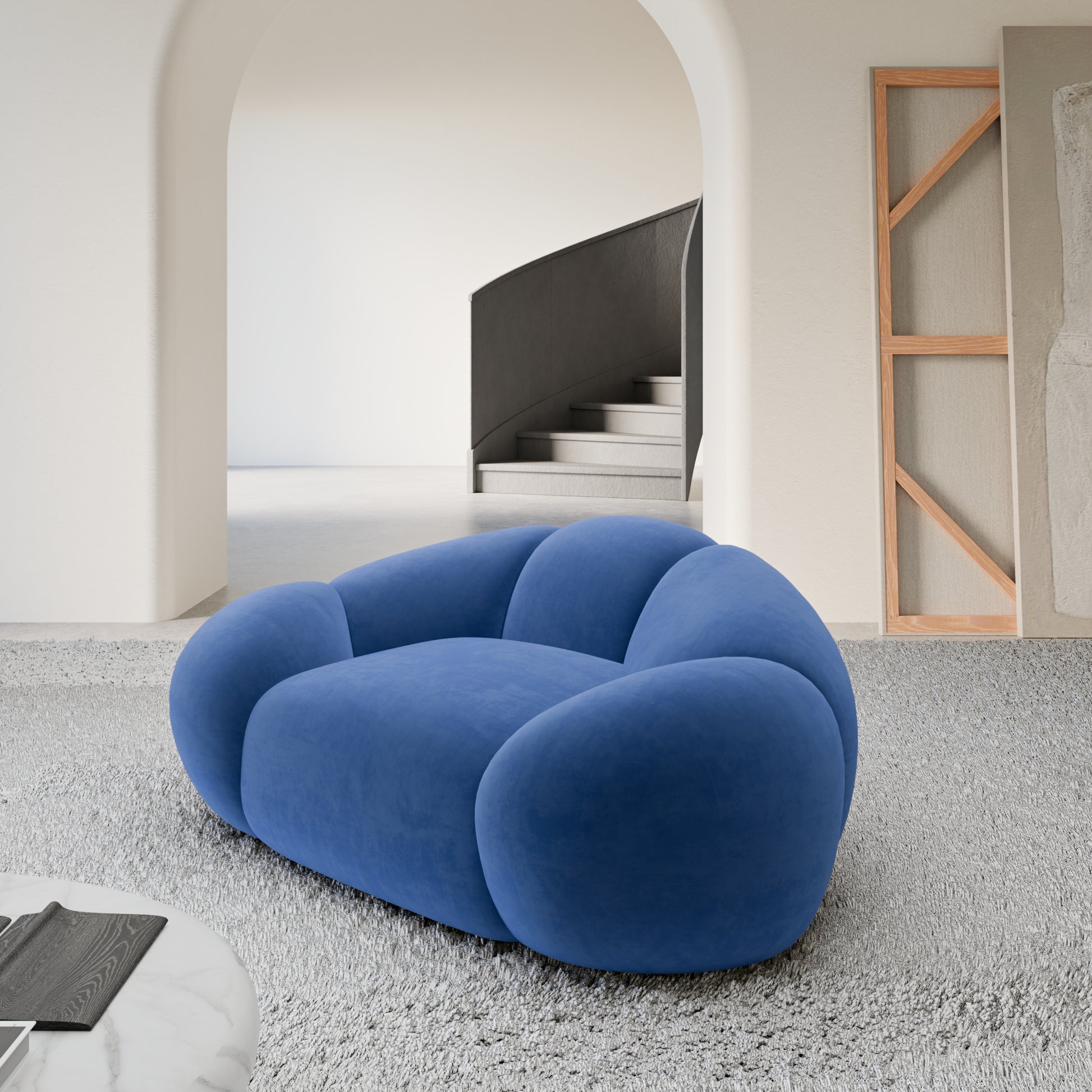 
Design Loungesessel „Arden“ mit Samtbezug - Samtbezug Königsblau