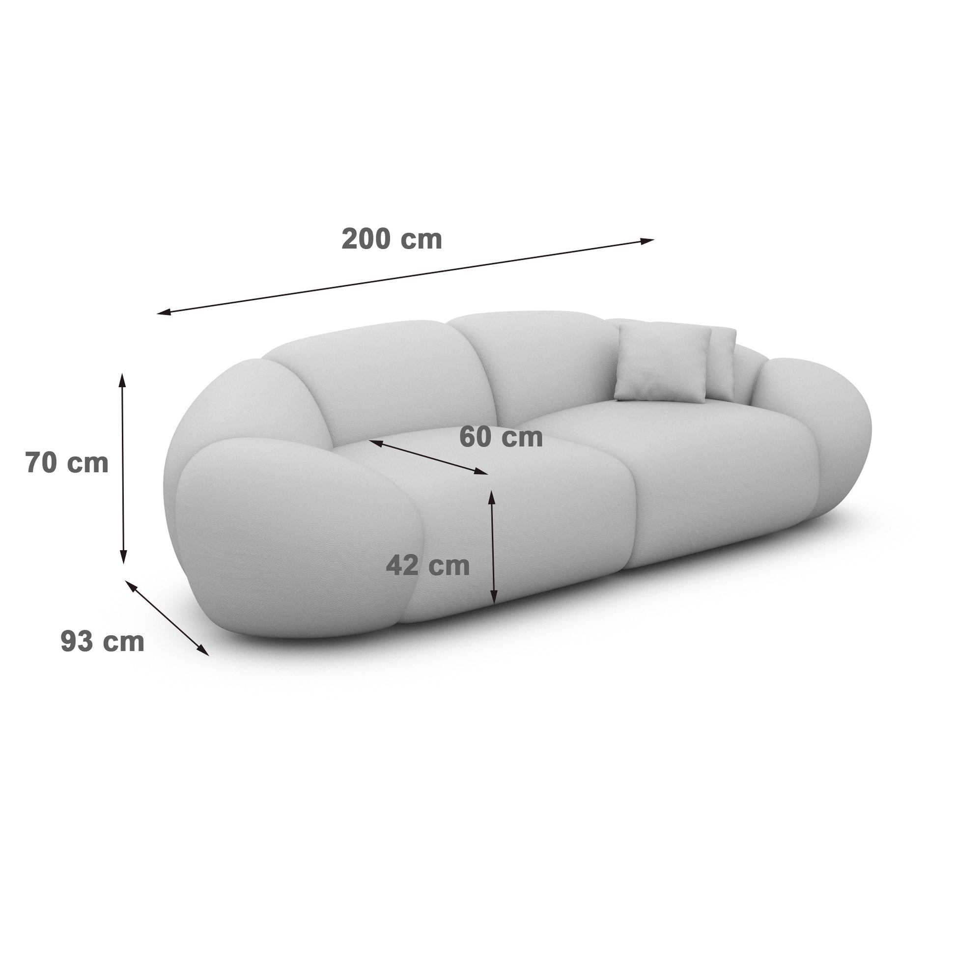 
2-Sitzer Design Sofa „Arden“ mit Bouclé-Bezug - Bouclé Graphit