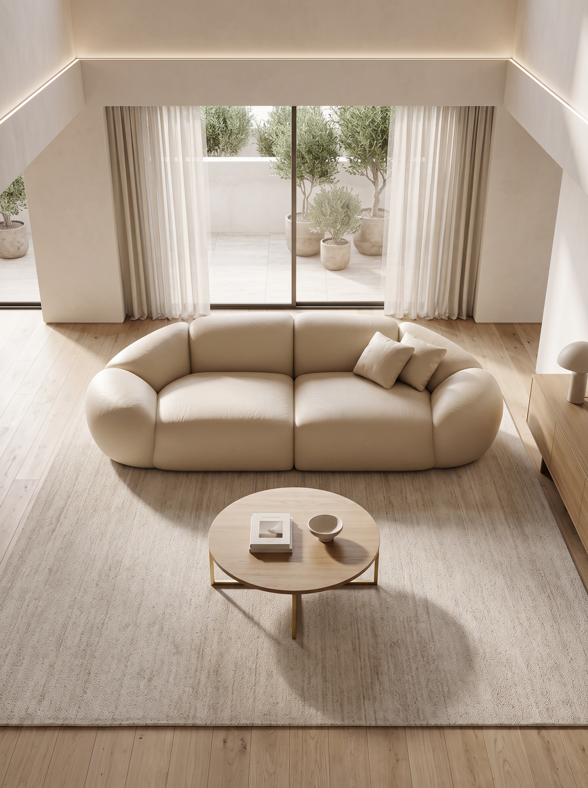 
2-seat designer genuine leather sofa “Arden” - Genuine leather Beige