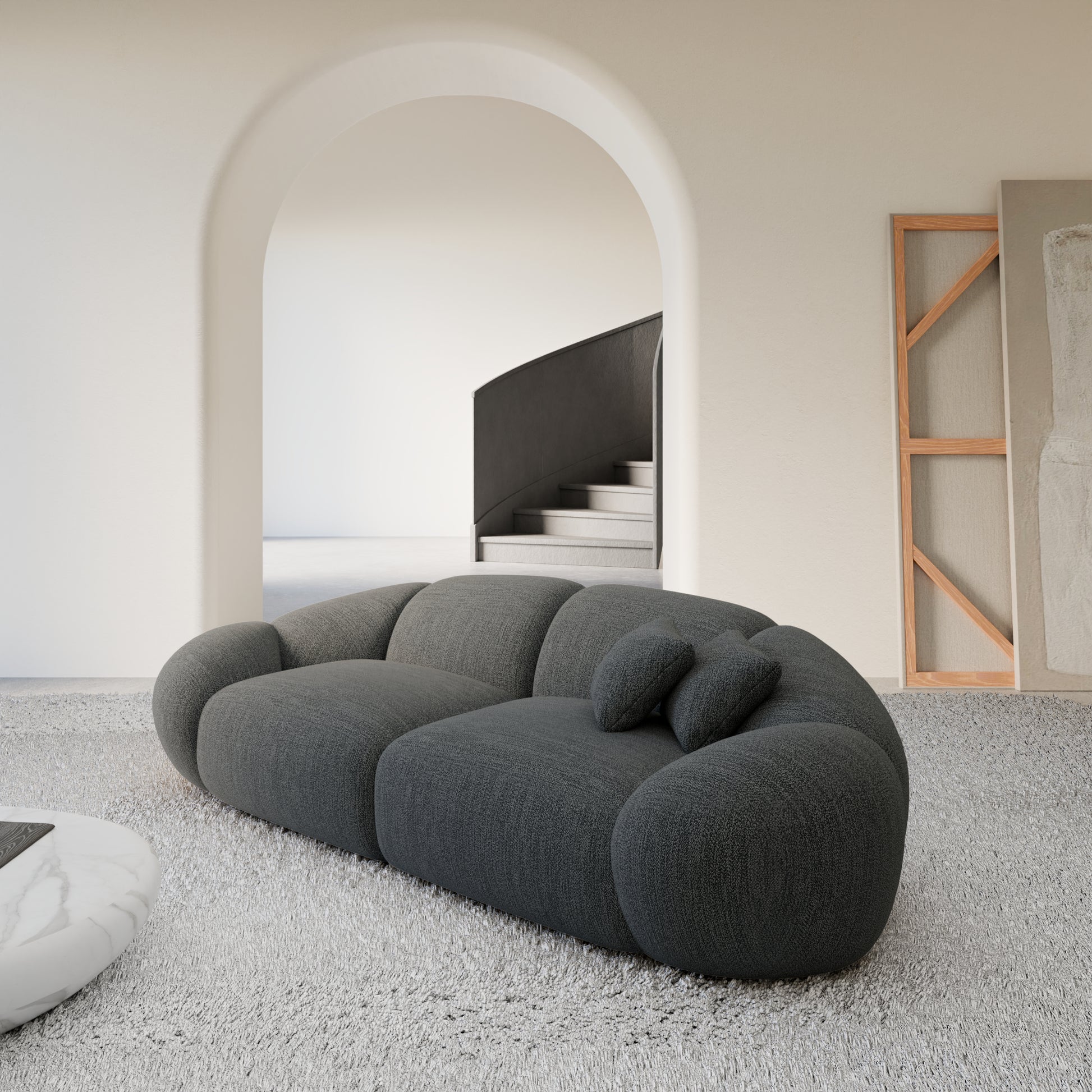 
2-Sitzer Design Sofa „Arden“ mit Strukturstoff-Bezug - Strukturstoff Anthrazit