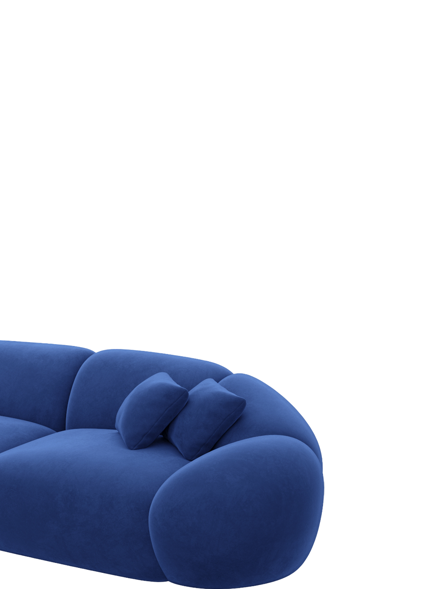 
2-Sitzer Design Sofa „Arden“ mit Samtbezug - Samtbezug Königsblau
